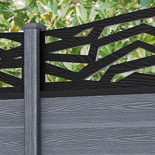Classic Zenith Curved Top Fence Panel - Anthracite - with our composite posts