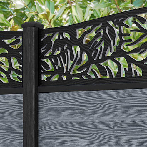 Classic Botanic Curved Top Fence Panel - Anthracite - with our composite posts