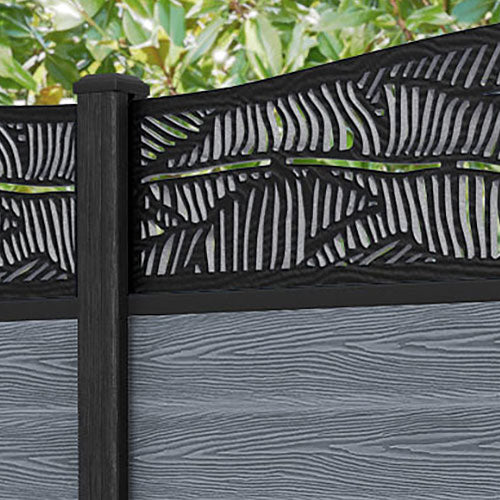 Classic Feather Curved Top Fence Panel - Anthracite - with our composite posts