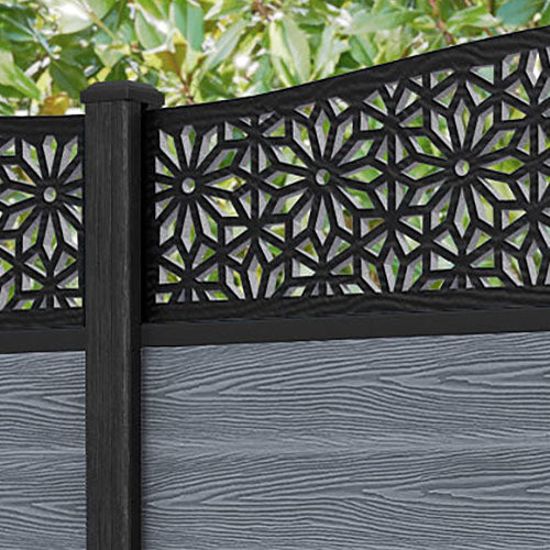 Classic Narwa Curved Top Fence Panel - Anthracite - with our composite posts
