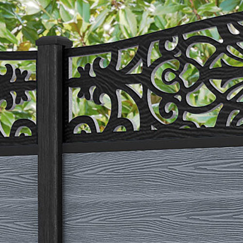 Classic Windsor Curved Top Fence Panel - Anthracite - with our composite posts