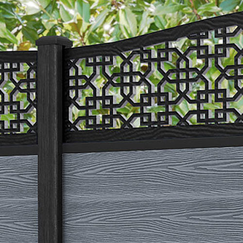 Classic Zaria Curved Top Fence Panel - Anthracite - with our composite posts