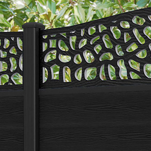Classic Pebble Curved Top Fence Panel - Black - with our aluminium posts