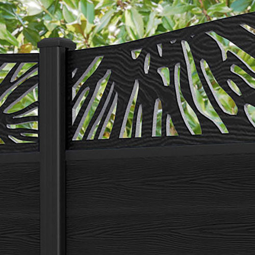 Classic Poppy Curved Top Fence Panel - Black - with our aluminium posts