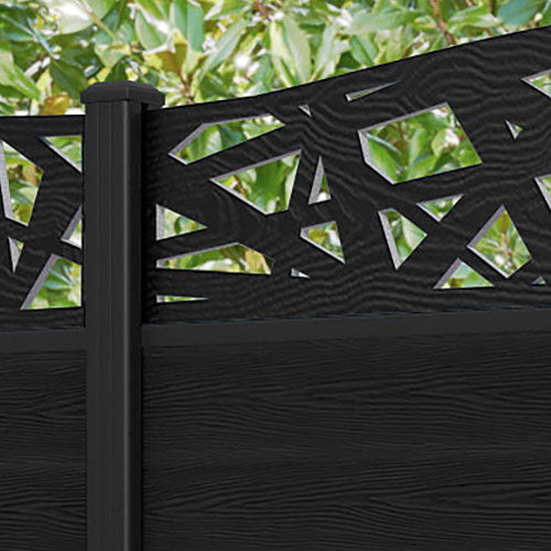 Classic Prism Curved Top Fence Panel - Black - with our aluminium posts
