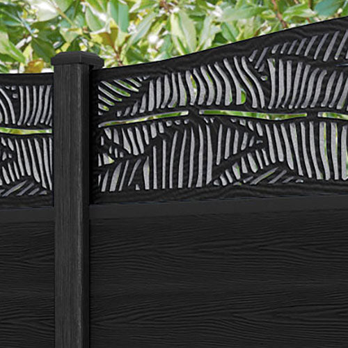 Classic Feather Curved Top Fence Panel - Black - with our composite posts