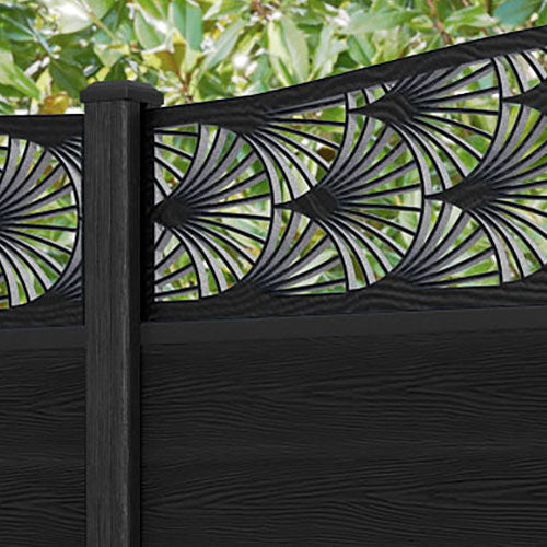 Classic Laurel Curved Top Fence Panel - Black - with our composite posts