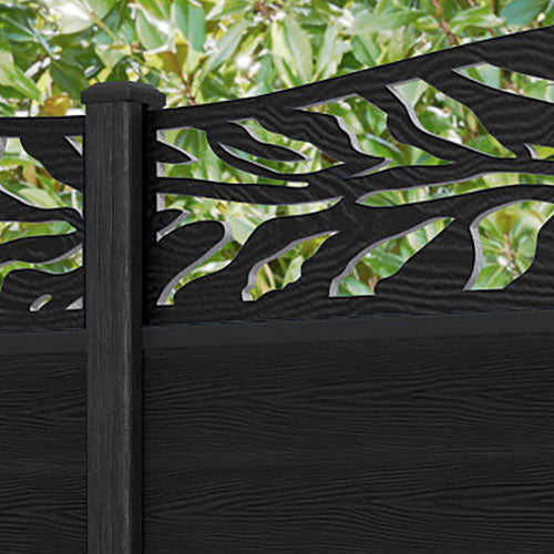 Classic Malawi Curved Top Fence Panel - Black - with our composite posts