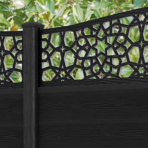 Classic Nazira Curved Top Fence Panel - Black - with our composite posts