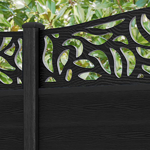 Classic Plume Curved Top Fence Panel - Black - with our composite posts