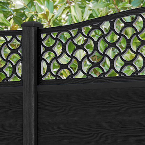Classic Vida Curved Top Fence Panel - Black - with our composite posts