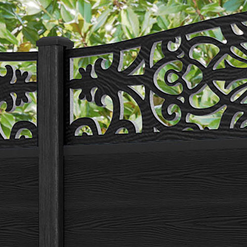 Classic Windsor Curved Top Fence Panel - Black - with our composite posts