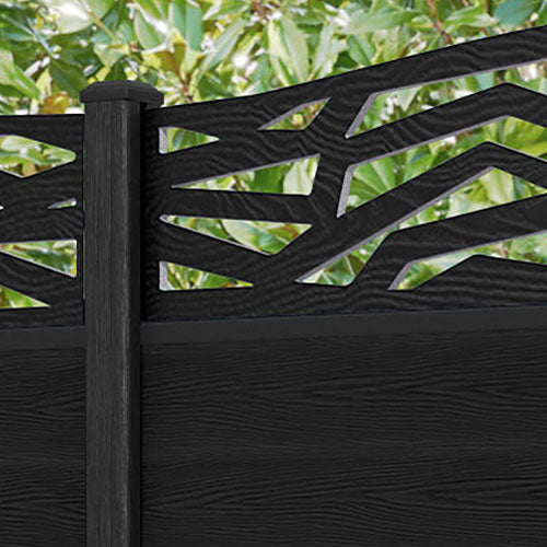 Classic Zenith Curved Top Fence Panel - Black - with our composite posts