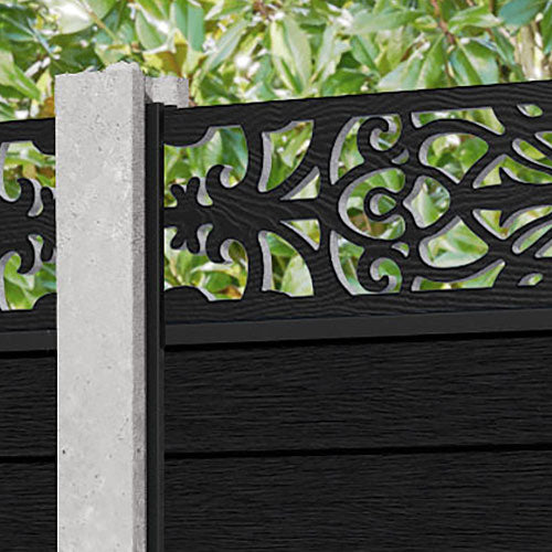 Fusion Windsor Fence Panel - Black - for existing concrete posts