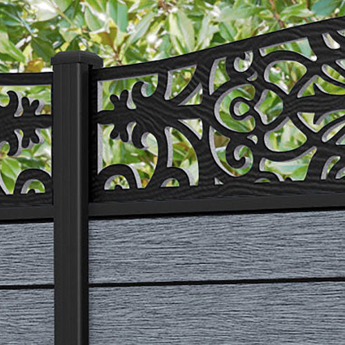 Fusion Windsor Curved Top Fence Panel - Anthracite - with our aluminium posts