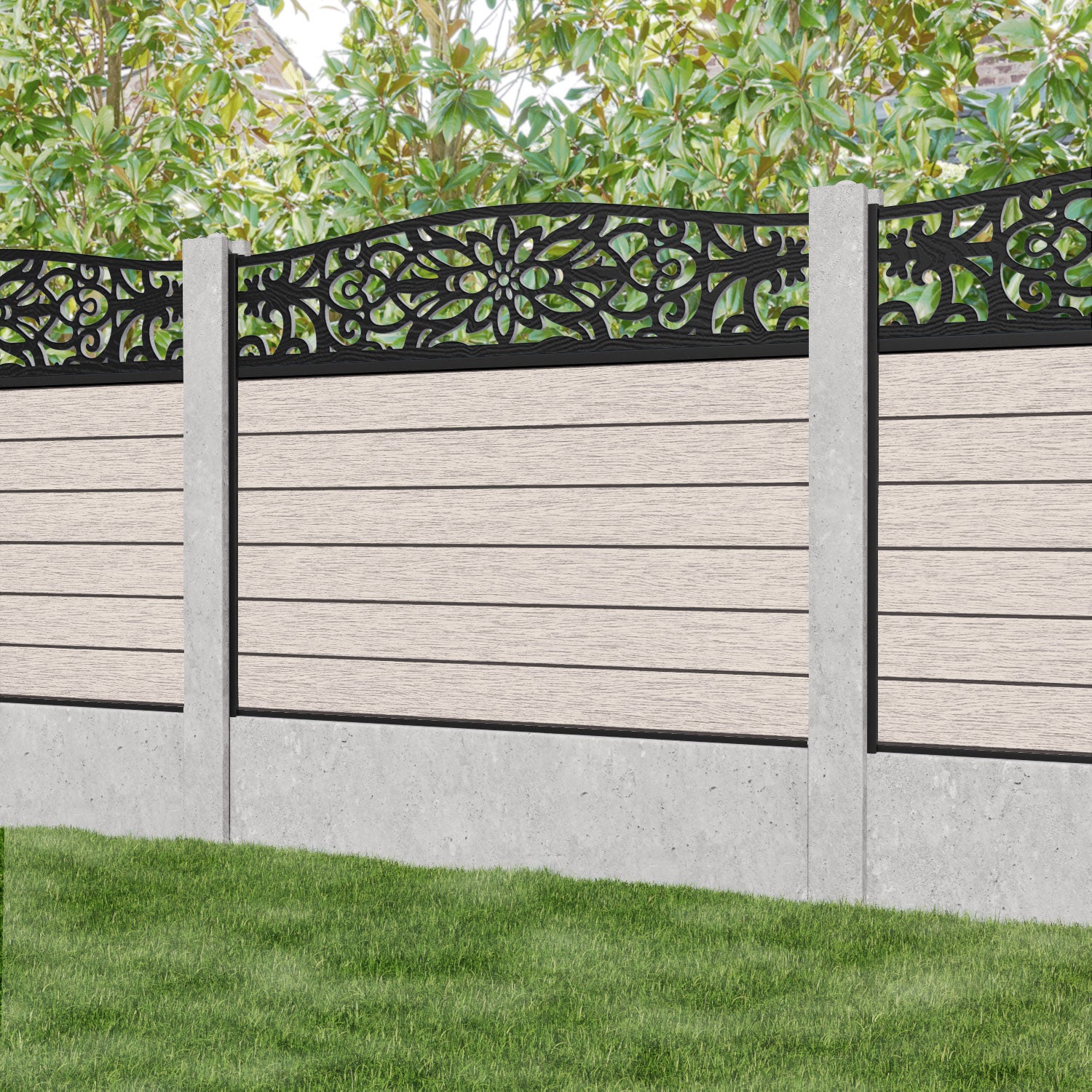 Fusion Windsor Curved Top Fence Panel - Mid Stone - for existing concrete posts