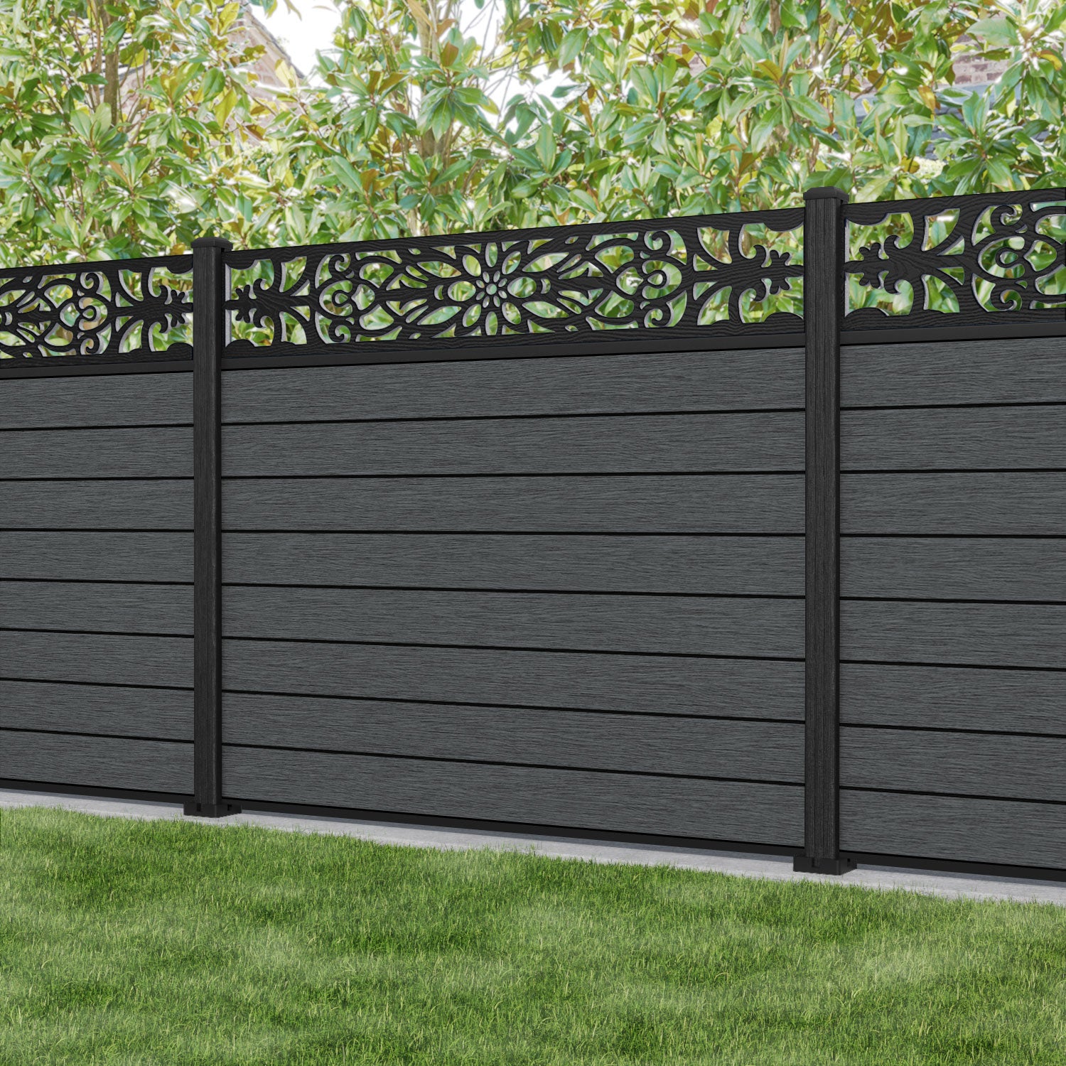 Fusion Windsor Fence Panel - Dark Grey - with our composite posts