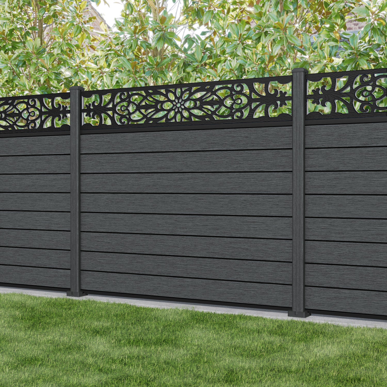 Fusion Windsor Fence Panel - Dark Grey - with our composite posts