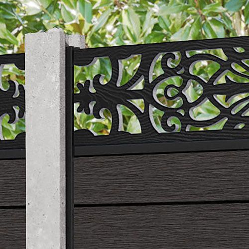 Fusion Windsor Fence Panel - Dark Oak - for existing concrete posts