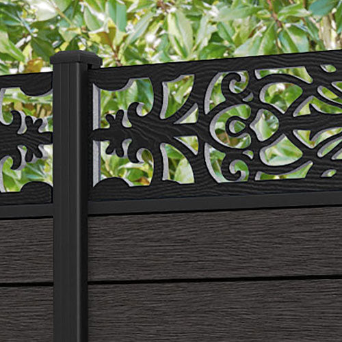 Fusion Windsor Fence Panel - Dark Oak - with our aluminium posts