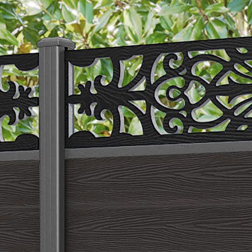 Classic Windsor Fence Panel - Dark Oak - with our aluminium posts