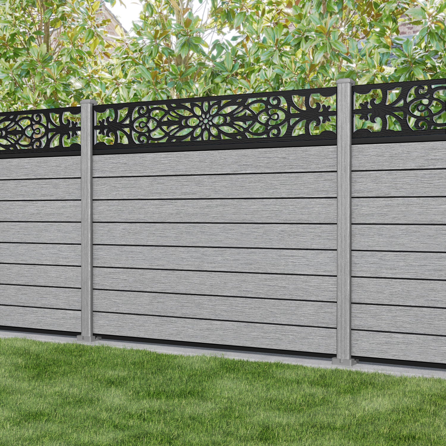 Fusion Windsor Fence Panel - Light Grey - with our composite posts