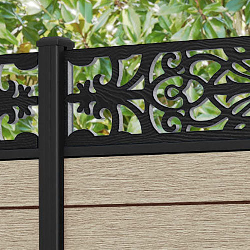 Fusion Windsor Fence Panel - Light Oak - with our aluminium posts