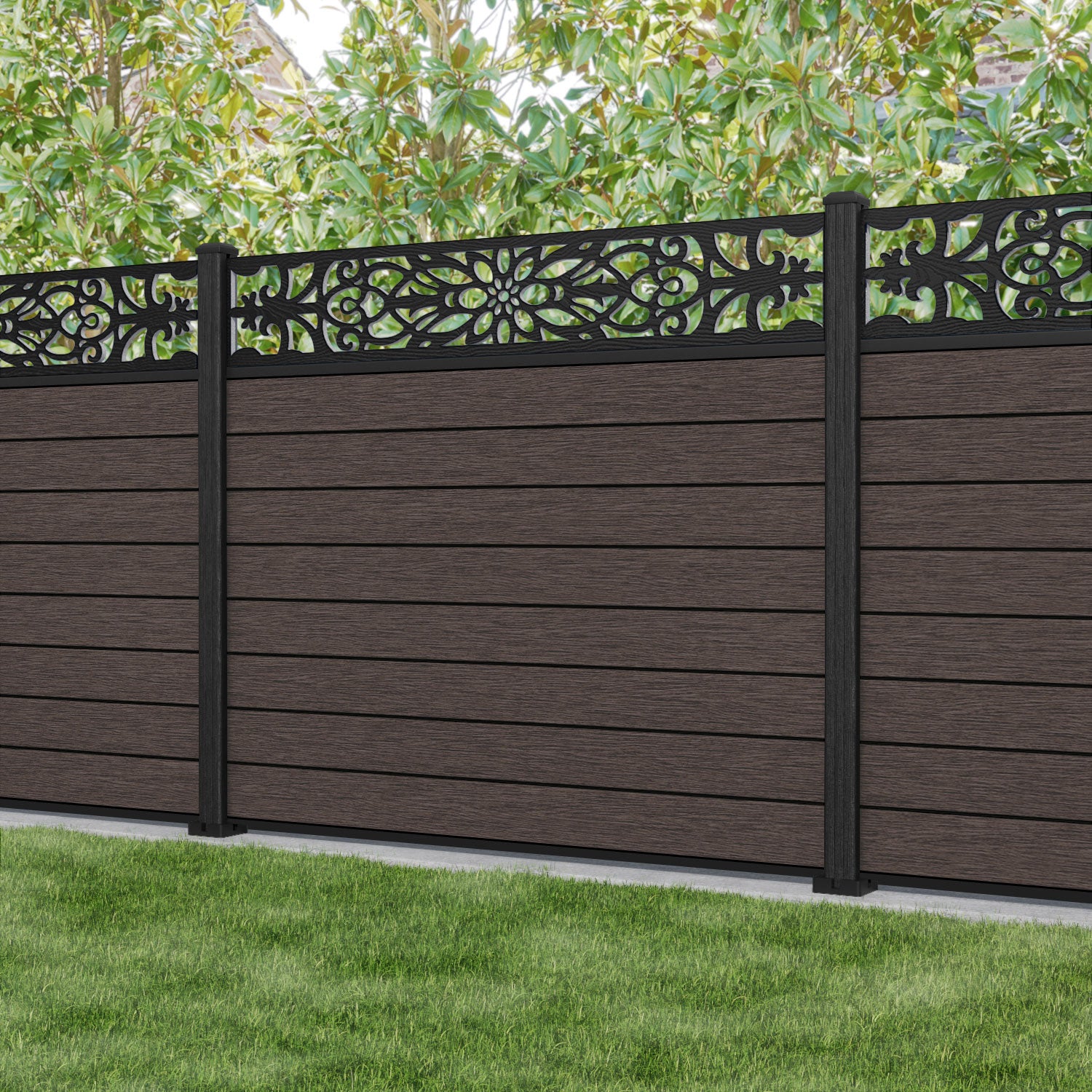 Fusion Windsor Fence Panel - Mid Brown - with our composite posts