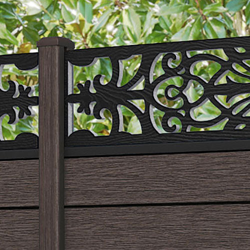 Fusion Windsor Curved Top Fence Panel - Mid Brown - with our composite posts