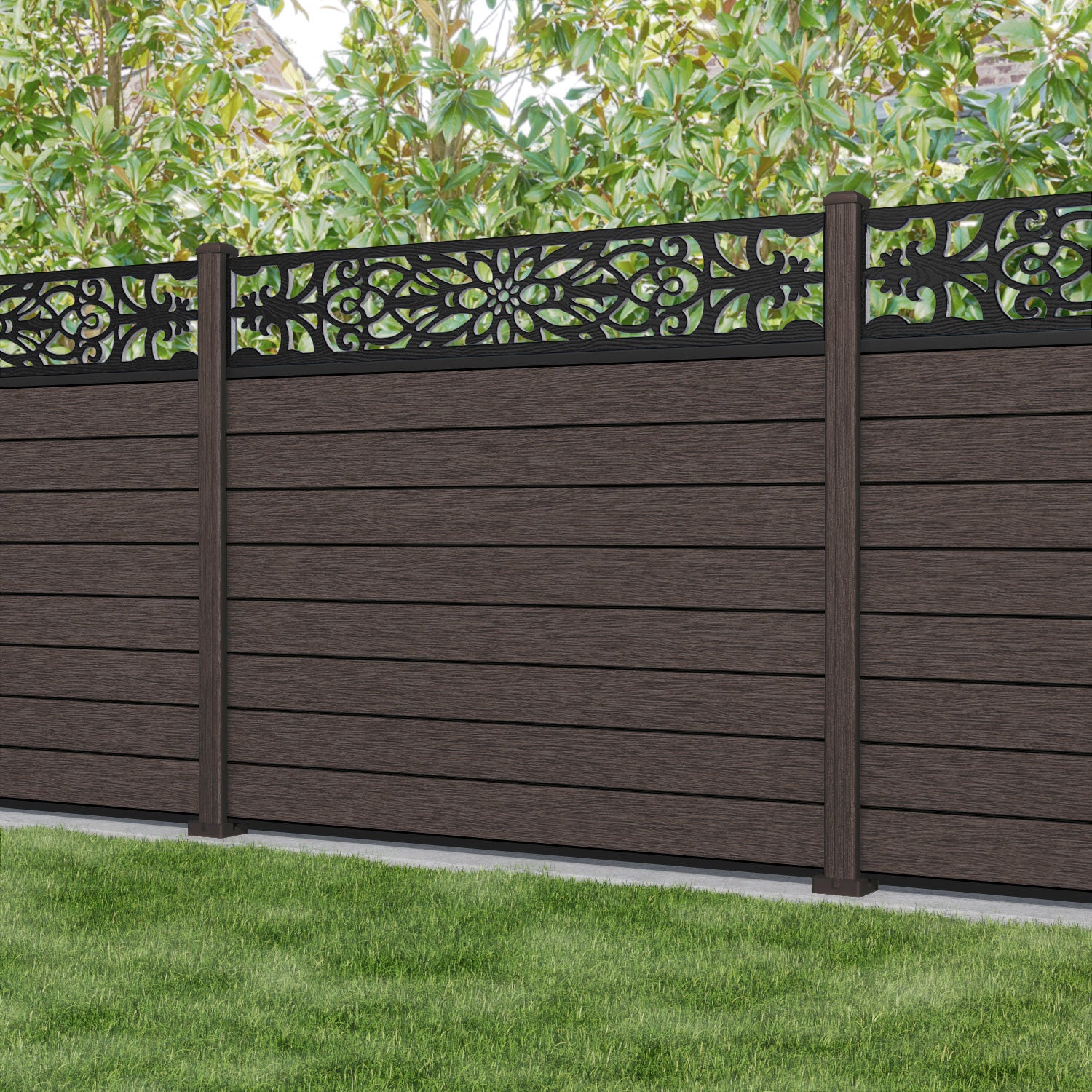 Fusion Windsor Fence Panel - Mid Brown - with our composite posts