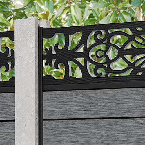 Fusion Windsor Fence Panel - Mid Grey - for existing concrete posts