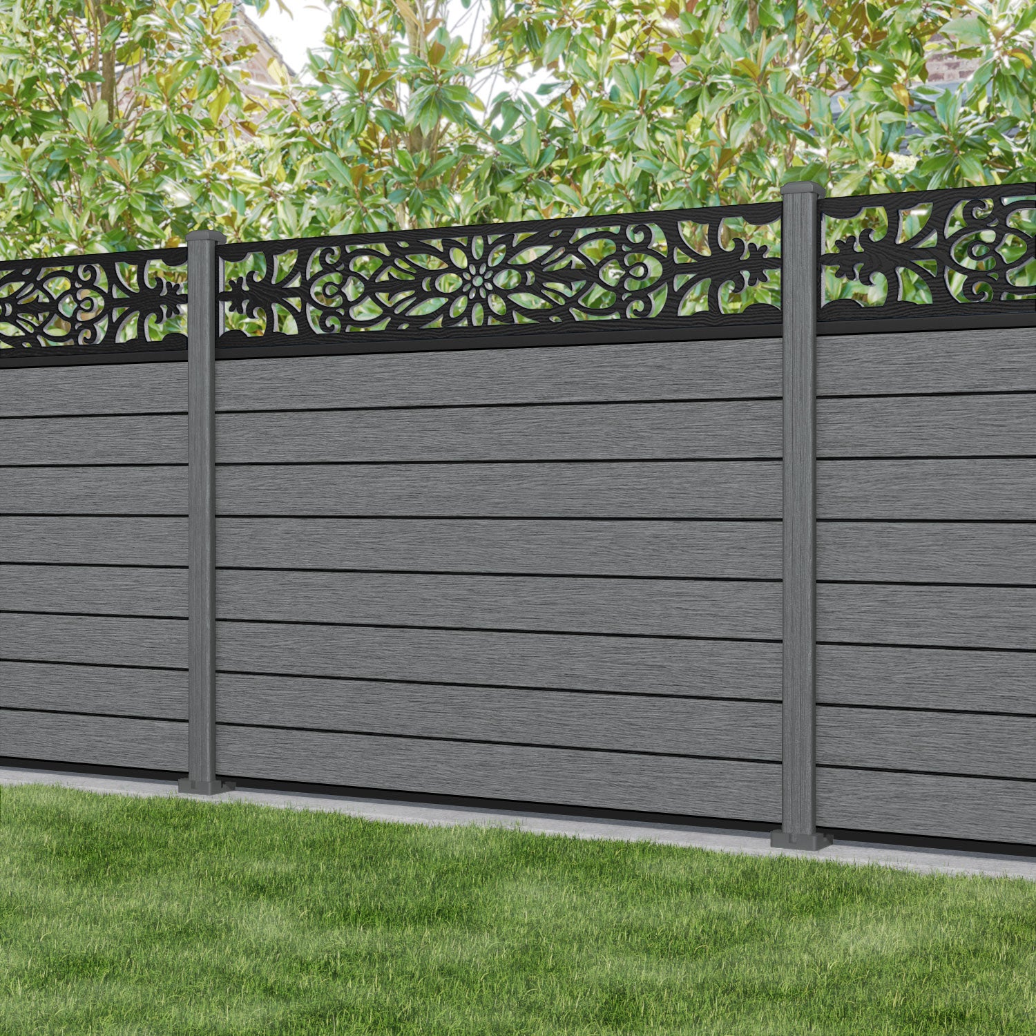 Fusion Windsor Fence Panel - Mid Grey - with our composite posts