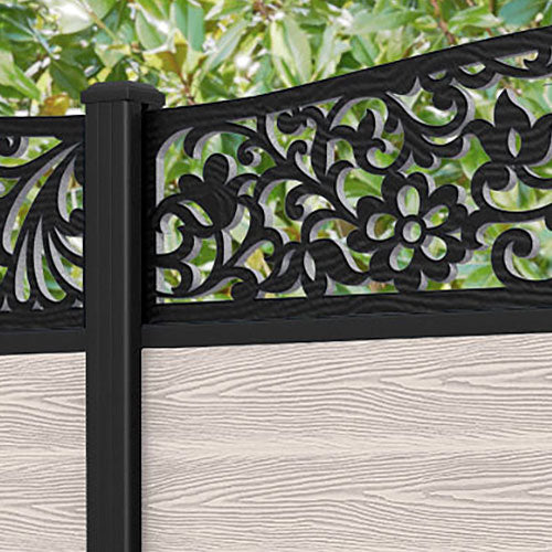 Classic Eden Curved Top Fence Panel - Mid Stone - with our aluminium posts