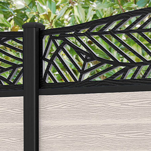 Classic Habitat Curved Top Fence Panel - Mid Stone - with our aluminium posts