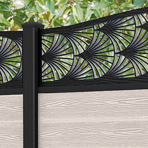 Classic Laurel Curved Top Fence Panel - Mid Stone - with our aluminium posts