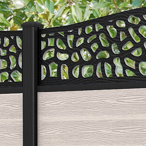 Classic Pebble Curved Top Fence Panel - Mid Stone - with our aluminium posts