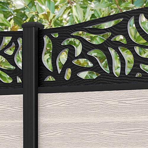 Classic Plume Curved Top Fence Panel - Mid Stone - with our aluminium posts
