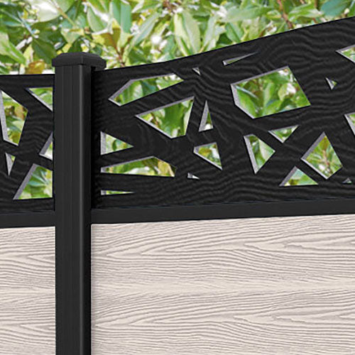 Classic Prism Curved Top Fence Panel - Mid Stone - with our aluminium posts