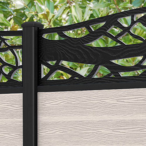 Classic Twilight Curved Top Fence Panel - Mid Stone - with our aluminium posts
