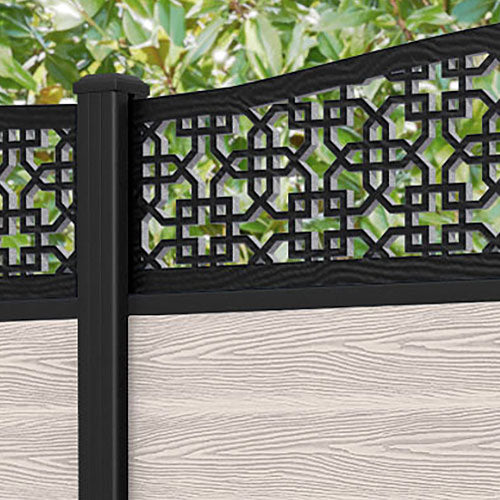 Classic Zaria Curved Top Fence Panel - Mid Stone - with our aluminium posts