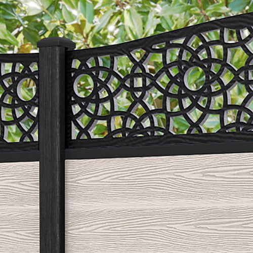 Classic Ambar Curved Top Fence Panel - Mid Stone - with our composite posts