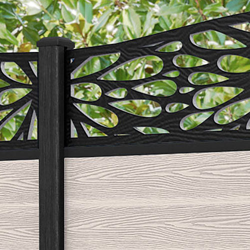 Classic Blossom Curved Top Fence Panel - Mid Stone - with our composite posts