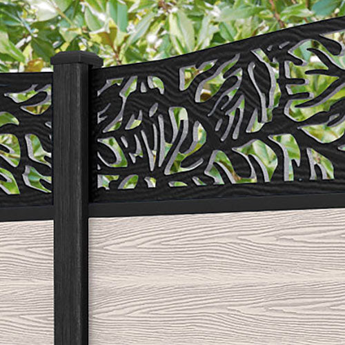 Classic Botanic Curved Top Fence Panel - Mid Stone - with our composite posts