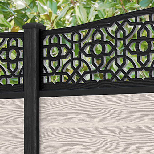 Classic Nabila Curved Top Fence Panel - Mid Stone - with our composite posts