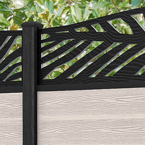 Classic Palm Curved Top Fence Panel - Mid Stone - with our composite posts