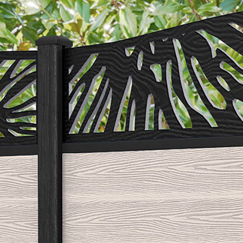 Classic Poppy Curved Top Fence Panel - Mid Stone - with our composite posts