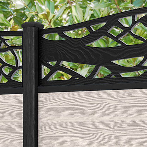 Classic Twilight Curved Top Fence Panel - Mid Stone - with our composite posts