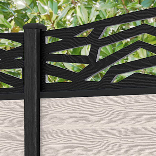 Classic Zenith Curved Top Fence Panel - Mid Stone - with our composite posts