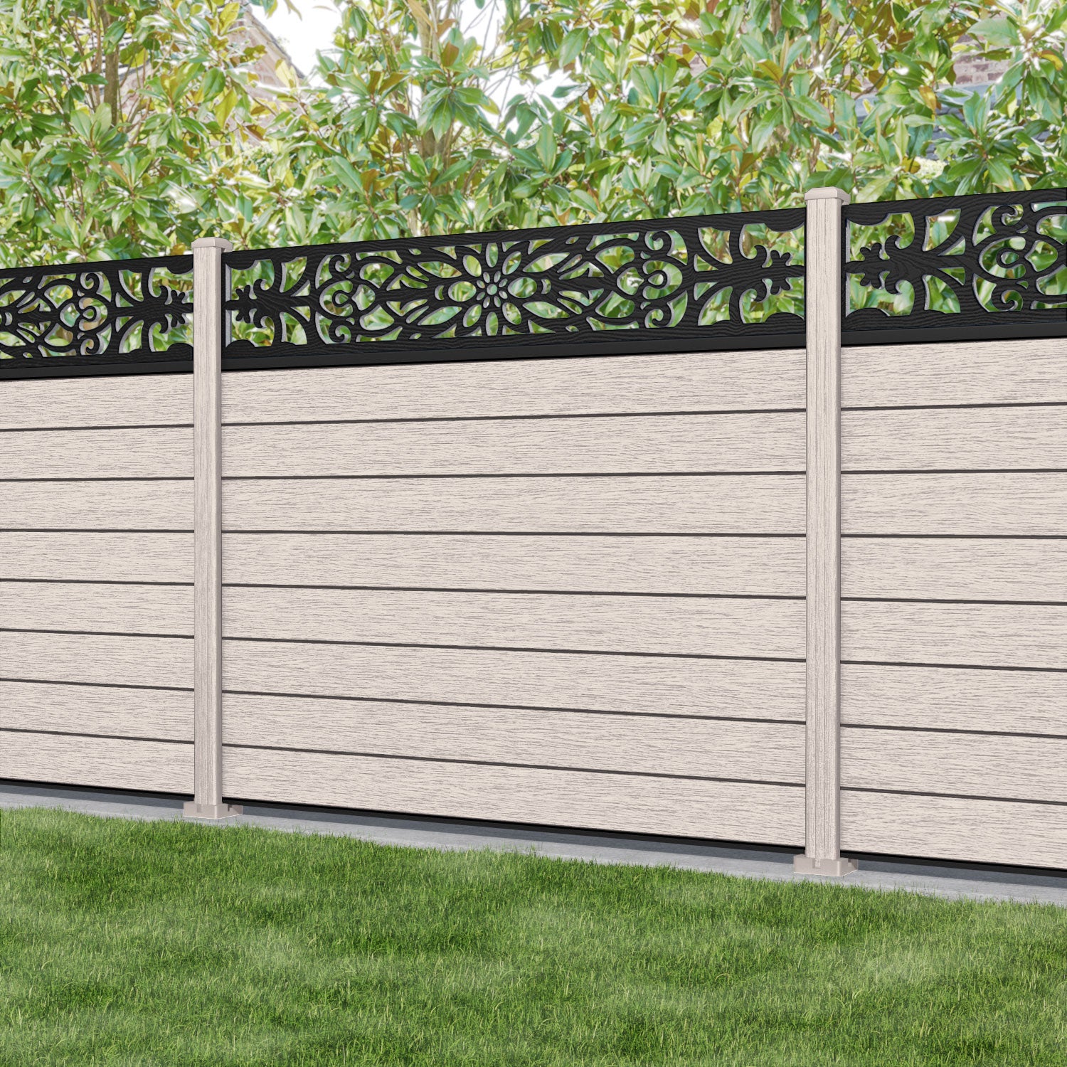 Fusion Windsor Fence Panel - Mid Stone - with our composite posts