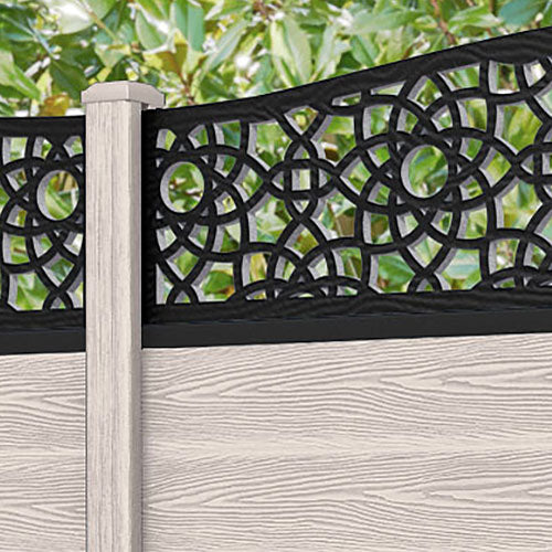 Classic Ambar Curved Top Fence Panel - Mid Stone - with our composite posts